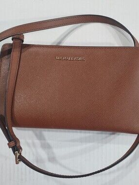 Michael Kors Chestnut Saffiano Crossbody Bag with Gold Logo